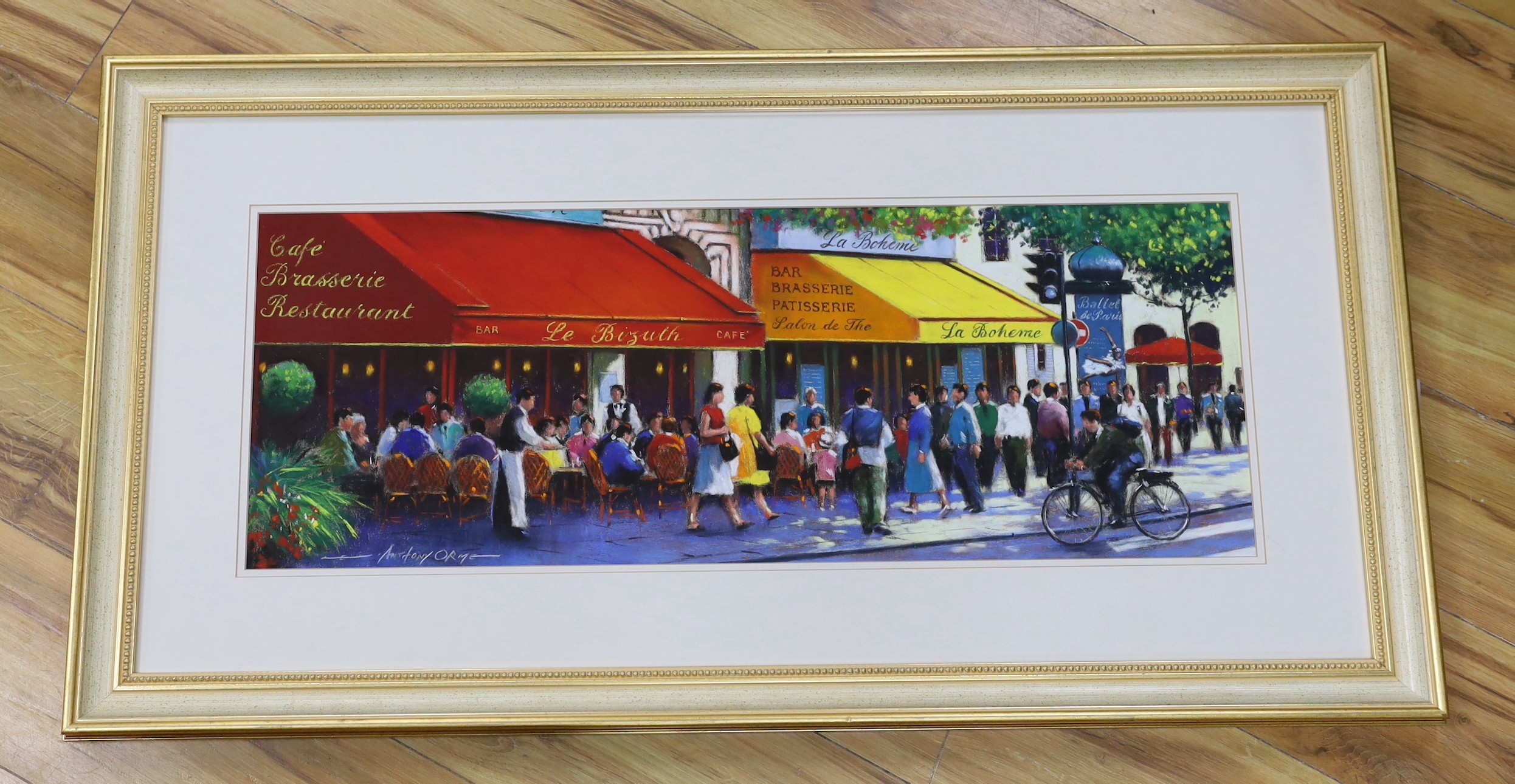 E. Anthony Orme (1945-), pastel, Parisienne boulevard, signed, 29 x 78cm